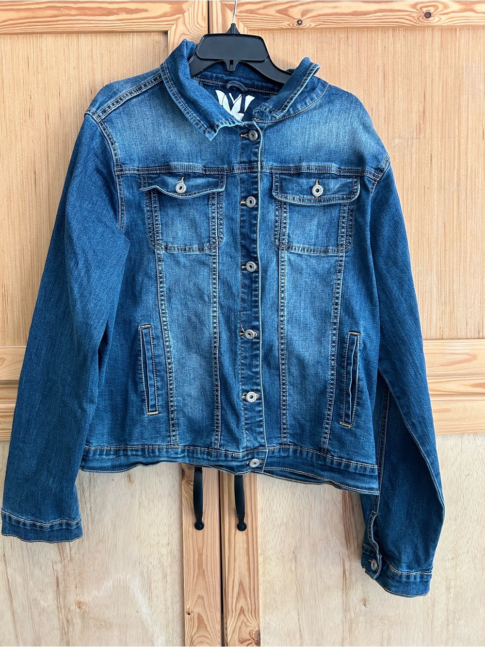 Womens White Mark Blue Button Up Denim Jean Jacket Sz 3 XL